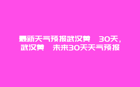 最新天气预报武汉黄陂30天，武汉黄陂未来30天天气预报