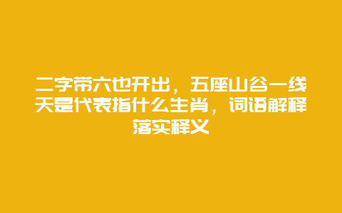 二字带六也开出，五座山谷一线天是代表指什么生肖，词语解释落实释义
