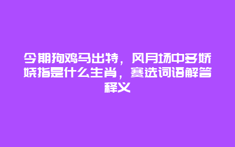 今期狗鸡马出特，风月场中多娇娆指是什么生肖，赛选词语解答释义