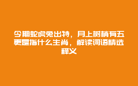 今期蛇虎兔出特，月上树梢有五更是指什么生肖，解读词语精选释义
