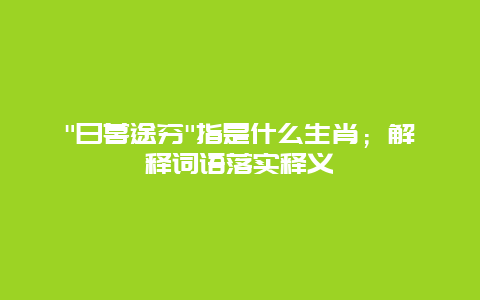 “日暮途穷”指是什么生肖；解释词语落实释义