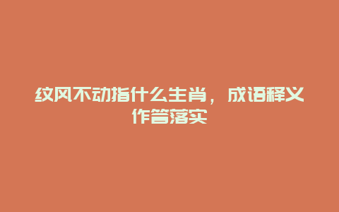 纹风不动指什么生肖，成语释义作答落实