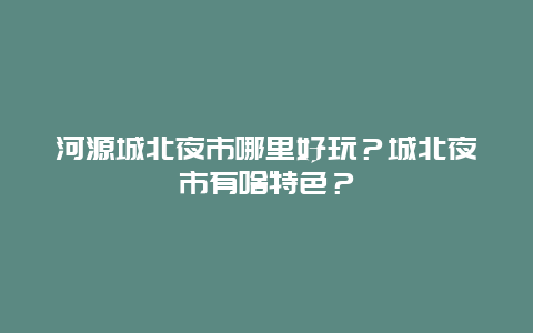 河源城北夜市哪里好玩？城北夜市有啥特色？