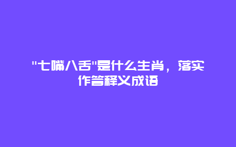 “七嘴八舌”是什么生肖，落实作答释义成语
