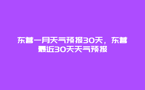 东营一月天气预报30天，东营最近30天天气预报