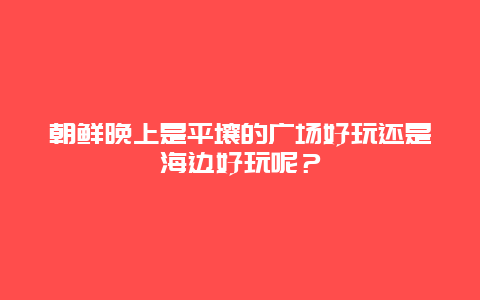 朝鲜晚上是平壤的广场好玩还是海边好玩呢？