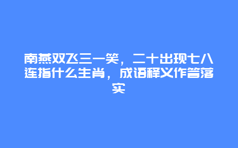 南燕双飞三一笑，二十出现七八连指什么生肖，成语释义作答落实