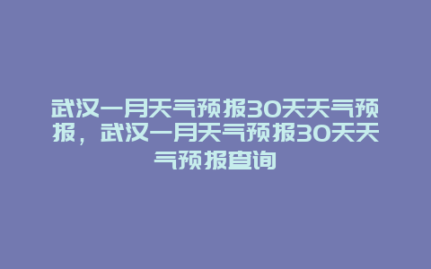 武汉一月天气预报30天天气预报，武汉一月天气预报30天天气预报查询