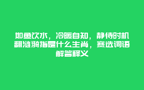 如鱼饮水，冷暖自知，静待时机翻涟漪指是什么生肖，赛选词语解答释义