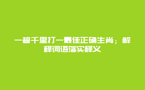 一碧千里打一最佳正确生肖；解释词语落实释义