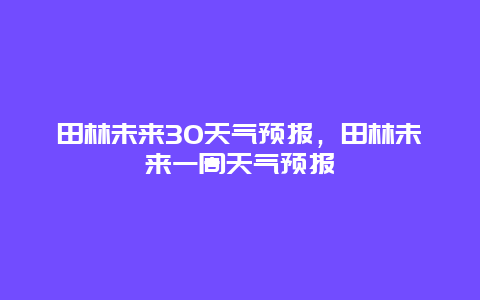田林未来30天气预报，田林未来一周天气预报