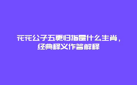 花花公子五更归指是什么生肖，经典释义作答解释