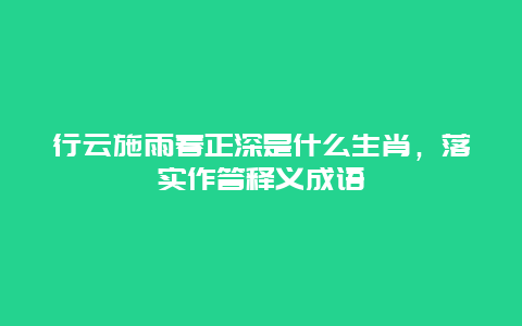 行云施雨春正深是什么生肖，落实作答释义成语