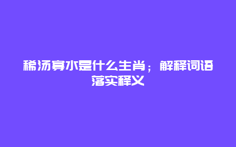 稀汤寡水是什么生肖；解释词语落实释义