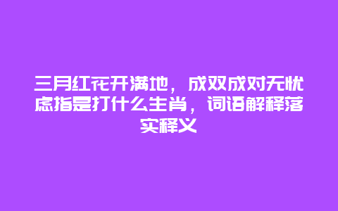 三月红花开满地，成双成对无忧虑指是打什么生肖，词语解释落实释义