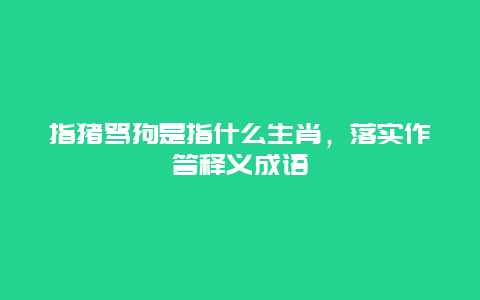指猪骂狗是指什么生肖，落实作答释义成语
