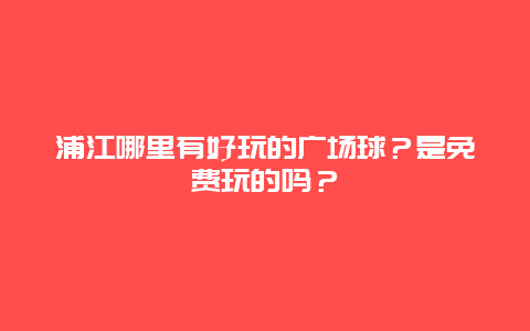 浦江哪里有好玩的广场球？是免费玩的吗？