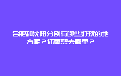 合肥和沈阳分别有哪些好玩的地方呢？你更想去哪里？