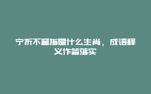 宁折不弯指是什么生肖，成语释义作答落实