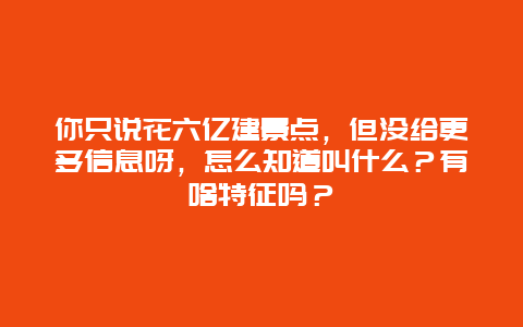 你只说花六亿建景点，但没给更多信息呀，怎么知道叫什么？有啥特征吗？
