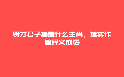 贤才君子指是什么生肖，落实作答释义成语