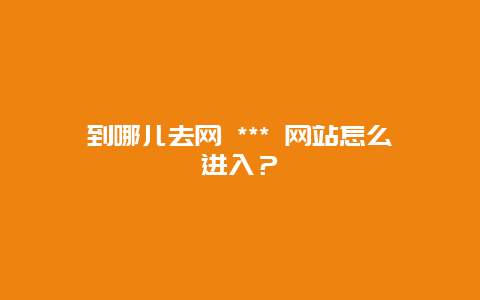 到哪儿去网 *** 网站怎么进入？