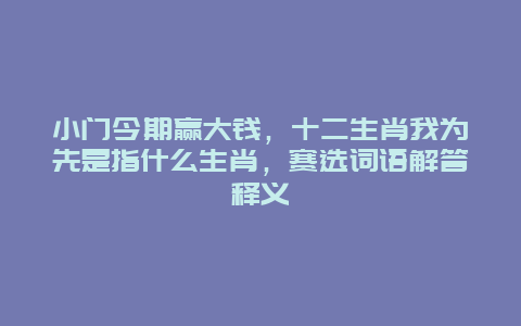 小门今期赢大钱，十二生肖我为先是指什么生肖，赛选词语解答释义