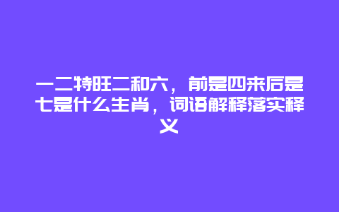 一二特旺二和六，前是四来后是七是什么生肖，词语解释落实释义