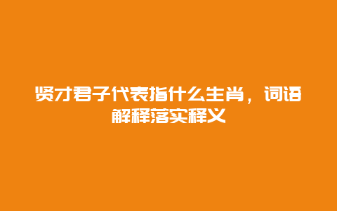 贤才君子代表指什么生肖，词语解释落实释义
