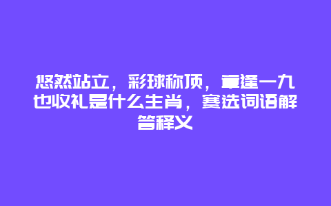 悠然站立，彩球称顶，章逢一九也收礼是什么生肖，赛选词语解答释义