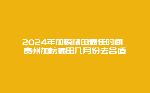 2024年加榜梯田最佳时间 贵州加榜梯田几月份去合适