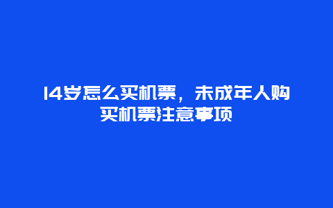 14岁怎么买机票，未成年人购买机票注意事项