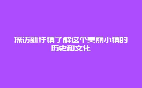 探访新圩镇了解这个美丽小镇的历史和文化