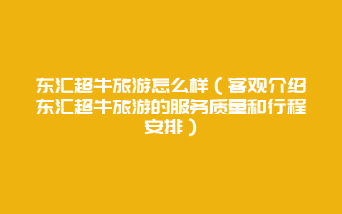 东汇超牛旅游怎么样（客观介绍东汇超牛旅游的服务质量和行程安排）