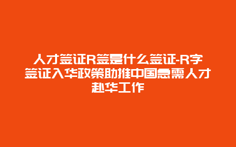 人才签证R签是什么签证-R字签证入华政策助推中国急需人才赴华工作