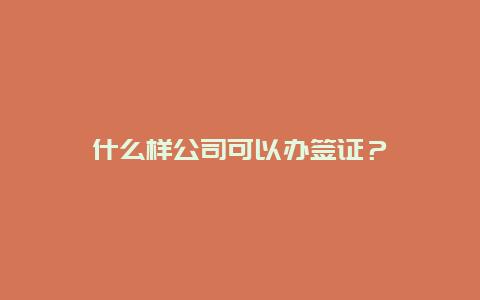 什么样公司可以办签证？