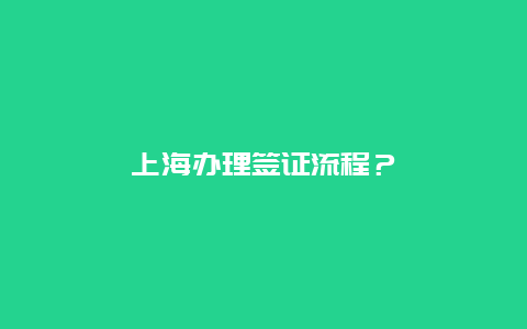 上海办理签证流程？