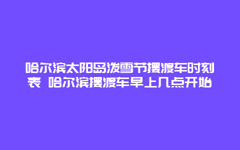 哈尔滨太阳岛泼雪节摆渡车时刻表 哈尔滨摆渡车早上几点开始