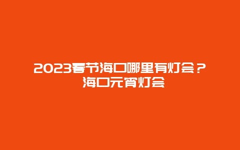 2024年春节海口哪里有灯会？ 海口元宵灯会