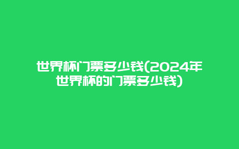 世界杯门票多少钱(2024年世界杯的门票多少钱)