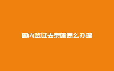 国内签证去泰国怎么办理