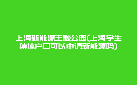 上海新能源主题公园(上海学生集体户口可以申请新能源吗)