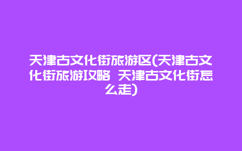 天津古文化街旅游区(天津古文化街旅游攻略 天津古文化街怎么走)