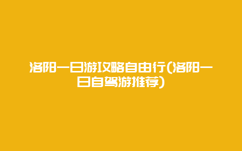 洛阳一日游攻略自由行(洛阳一日自驾游推荐)