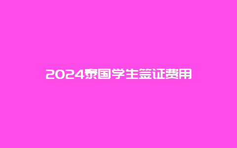 2024泰国学生签证费用