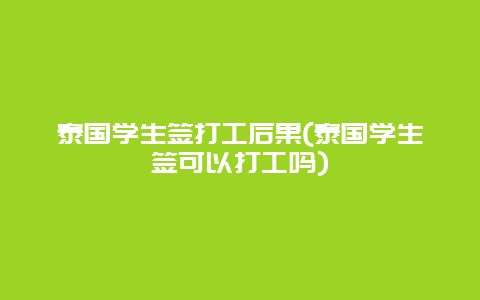 泰国学生签打工后果(泰国学生签可以打工吗)