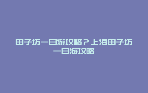 田子坊一日游攻略？上海田子坊一日游攻略