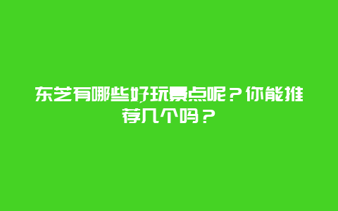 东芝有哪些好玩景点呢？你能推荐几个吗？
