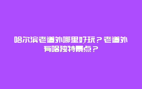 哈尔滨老道外哪里好玩？老道外有啥独特景点？