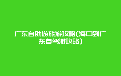 广东自助游旅游攻略(海口到广东自驾游攻略)